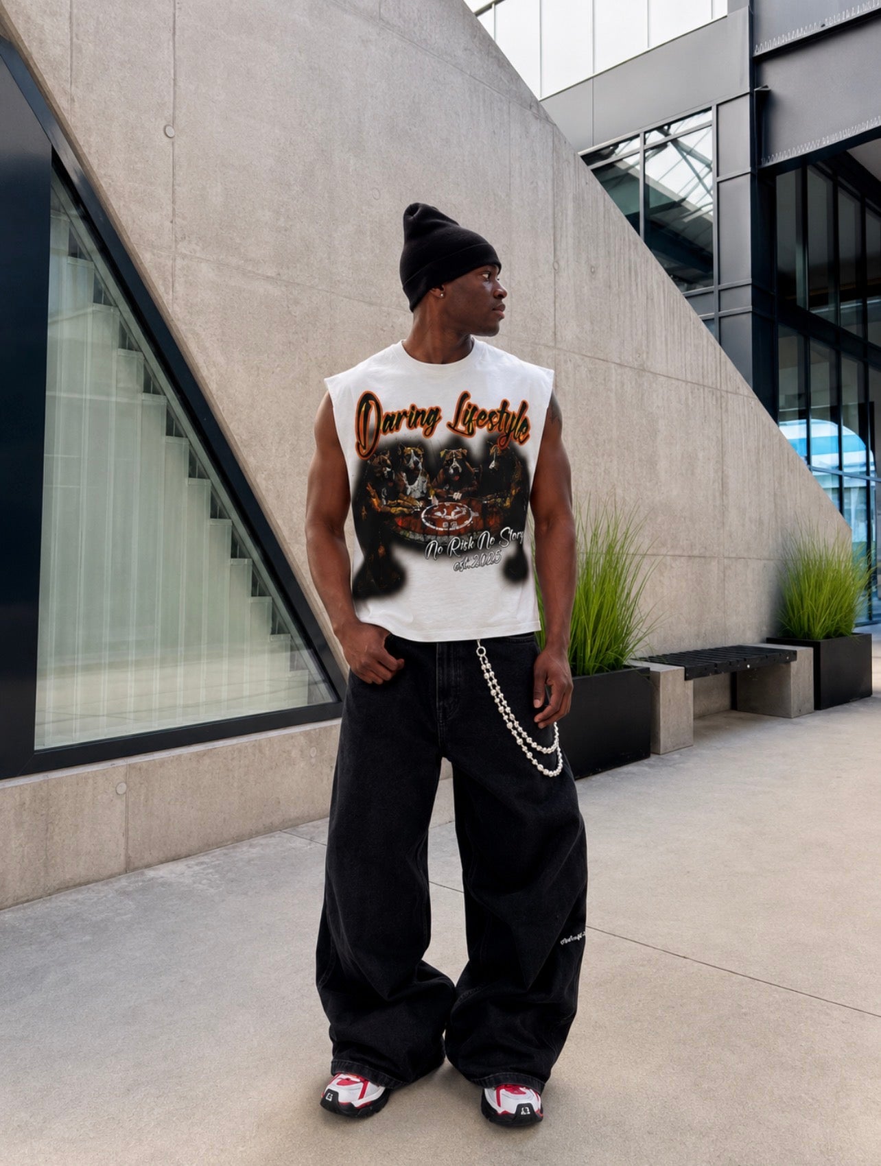 NO RISK NO STORY MUSCLE TEE